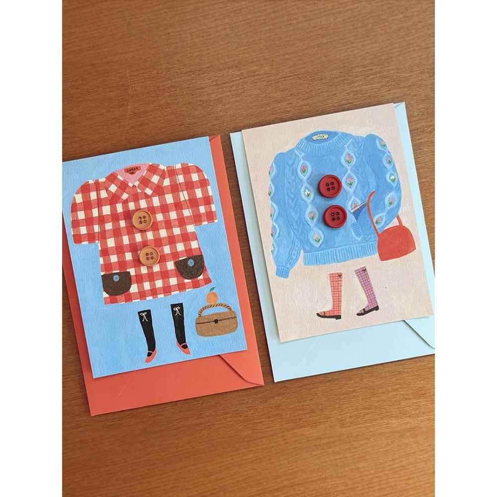 韩国a letter from创意纽扣蛋糕卡片手绘ins贺卡礼物留言生日祝福