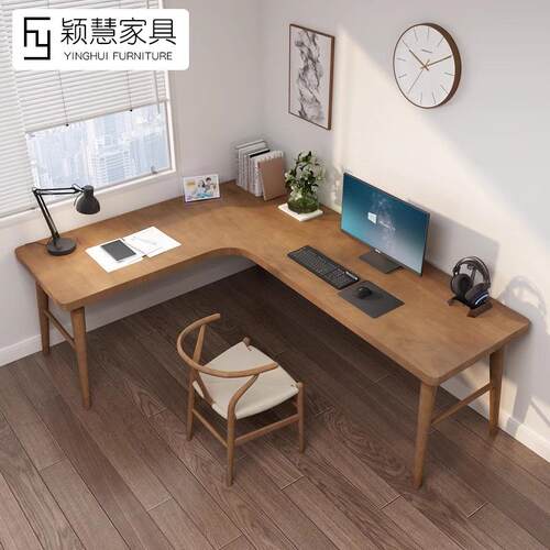 实木卧家用L型转角书桌YH-24093习民宿拐角台式电脑桌室书房靠墙