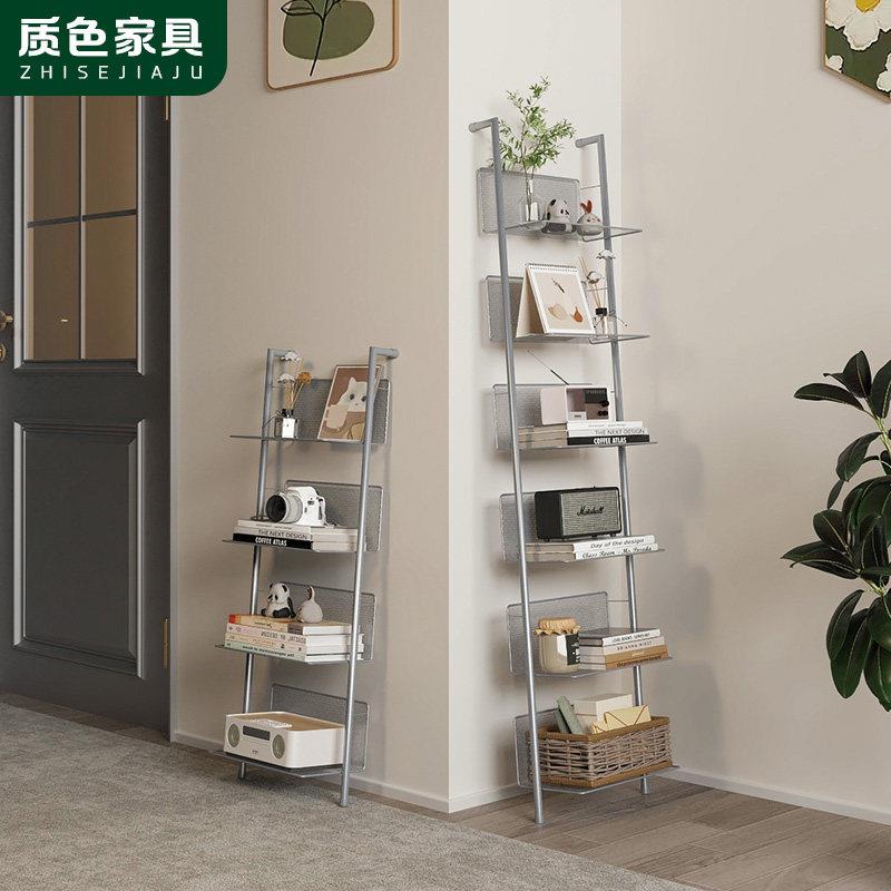 客厅靠墙多功能置物架落地金属书架极窄书本杂志展示架多层摆件架