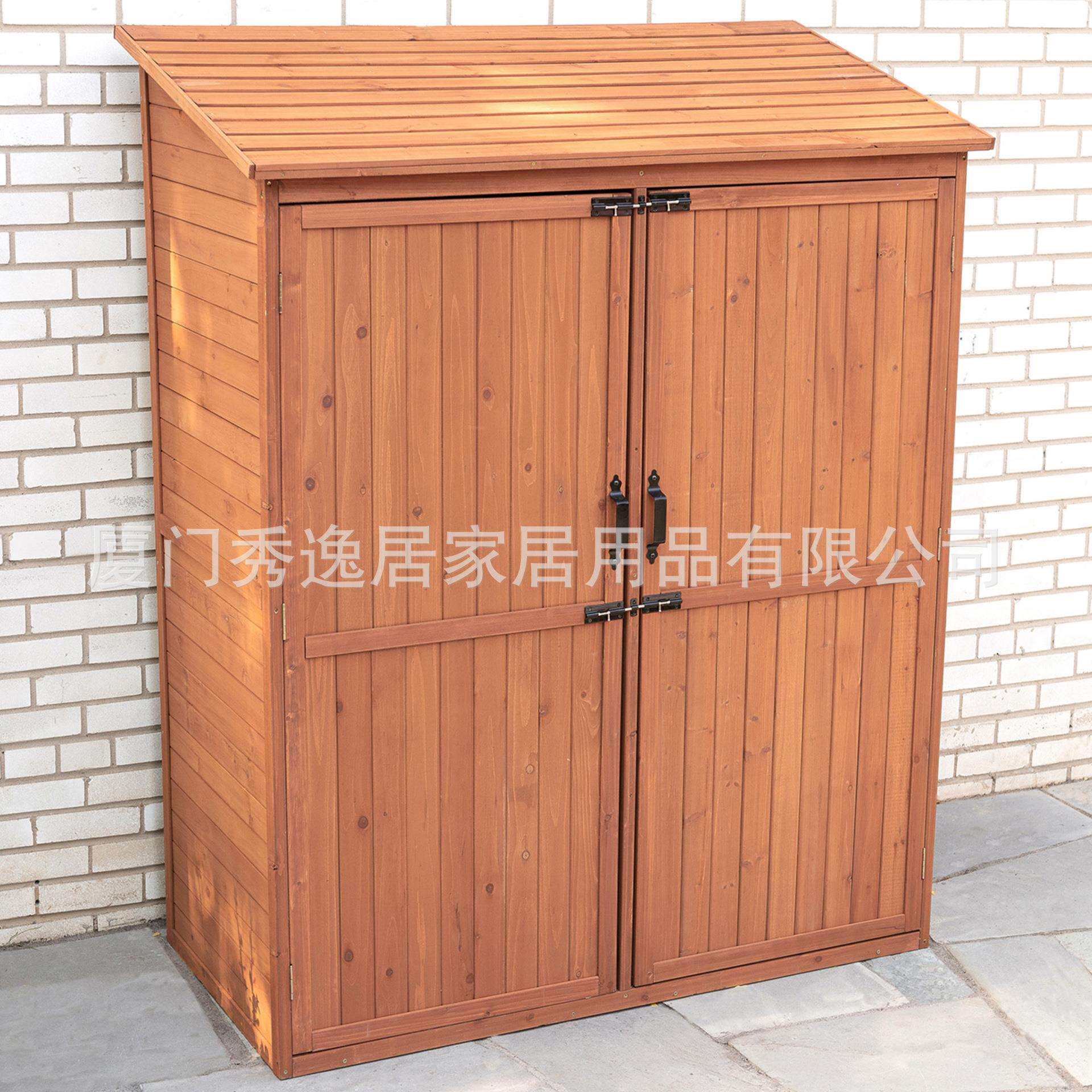 家庭现代简约多隔层收纳柜户外实木双门储物工具柜