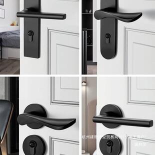 厂家直销门具卧室房门锁黑色把静音门锁室内通用型门把手木门锁卫