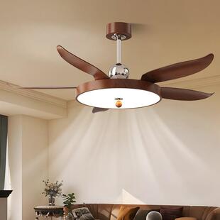 风扇灯吊扇灯LED卧室现代吸顶家装 中古风灯具饰餐客厅吸顶风扇灯