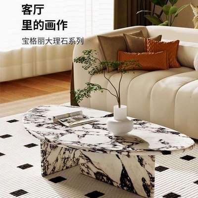 宝格丽大理石异形客厅2023新款家用小户型法式创意网红现代茶几