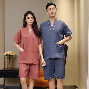 汗蒸浴服款 洗足浴服洗中心按摩服男浴服桑拿服加大尺2209 苎麻女款