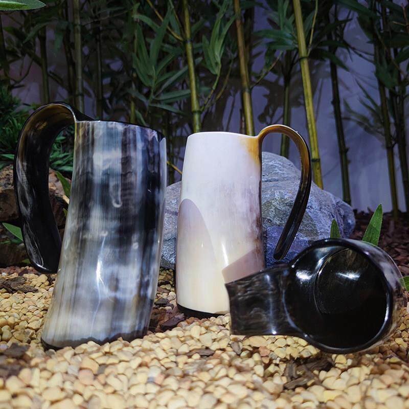 Handmade Ox Horn Mug Crafts Whiskey Shot Glasses Cup Wine Dr