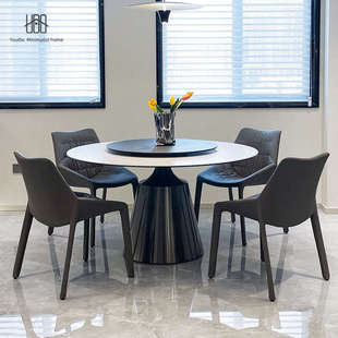 网红圆形餐桌椅 岩板餐桌现代简约轻奢家用小户型吃饭桌子2023新款