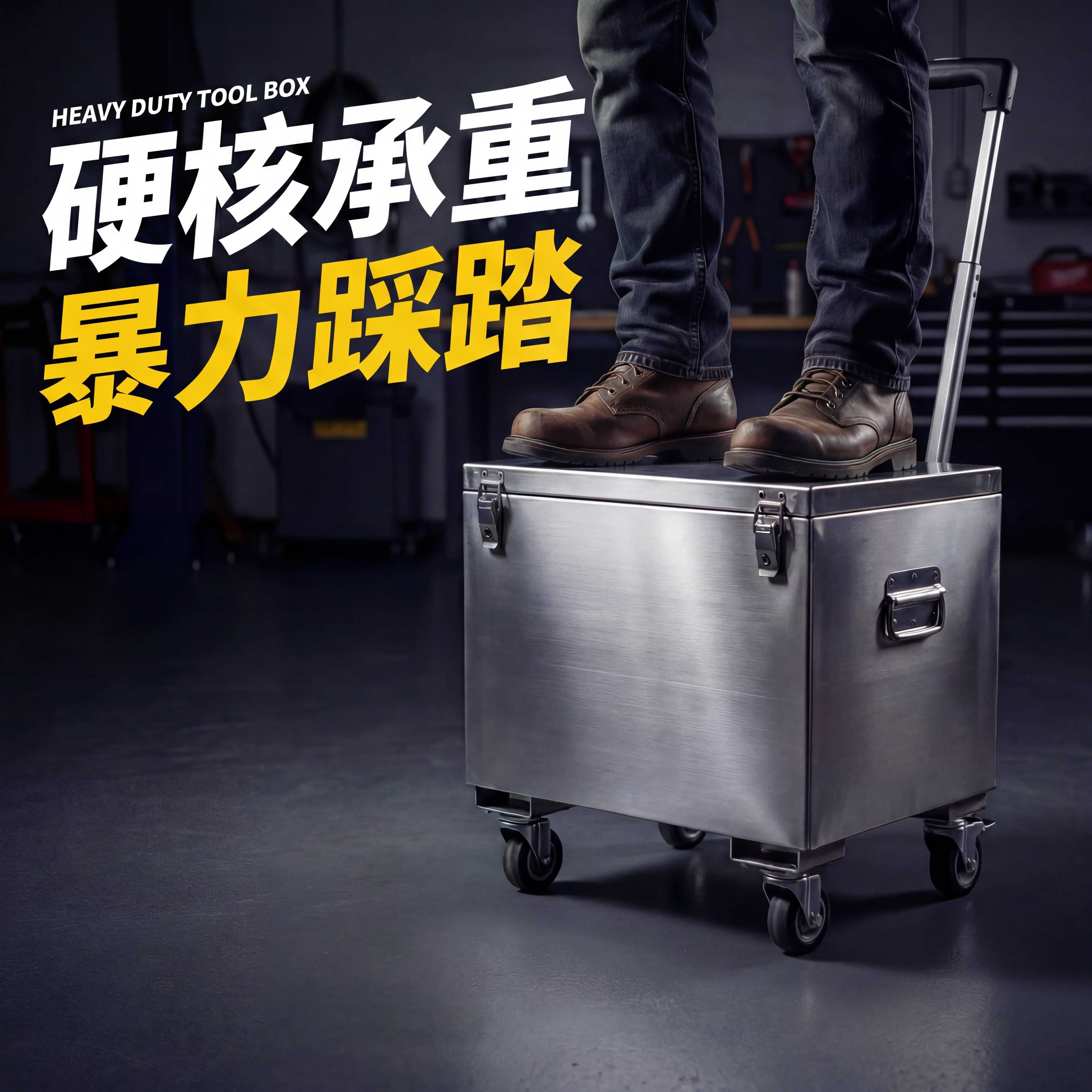 拉杆工具箱带滑轮收纳箱五金不锈钢储物箱安装维修长方形箱子定制