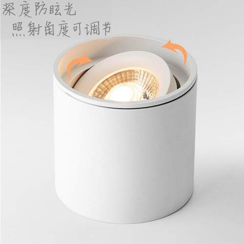 可调角度明装射灯吸顶防眩免开孔家用阳台客厅无主灯圆形led筒灯
