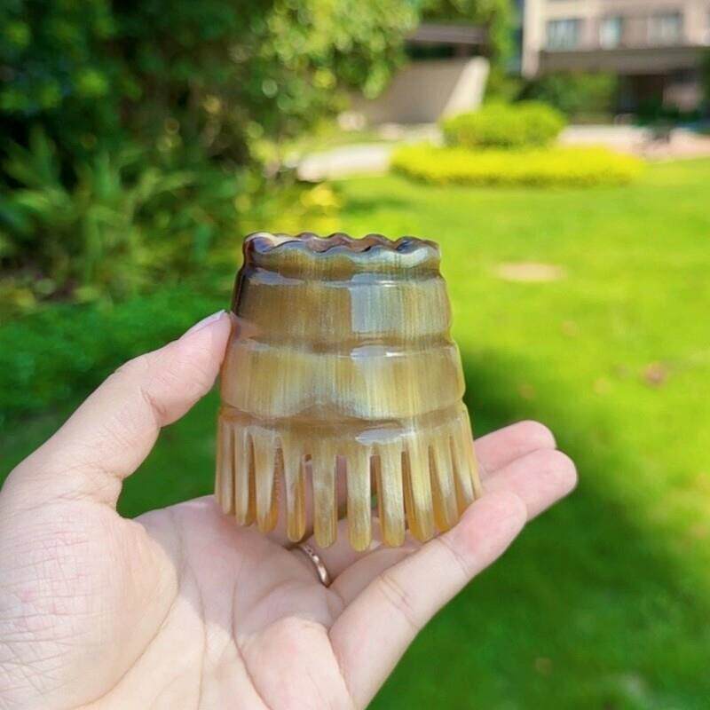 天然正品牛角梳子头部按摩按摩器洗头梳头经络专用牦牛圆筒头疗梳