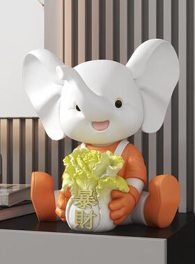 小象白菜创意桌面摆件电视柜酒柜玄关茶几高级装饰品乔迁开业礼品