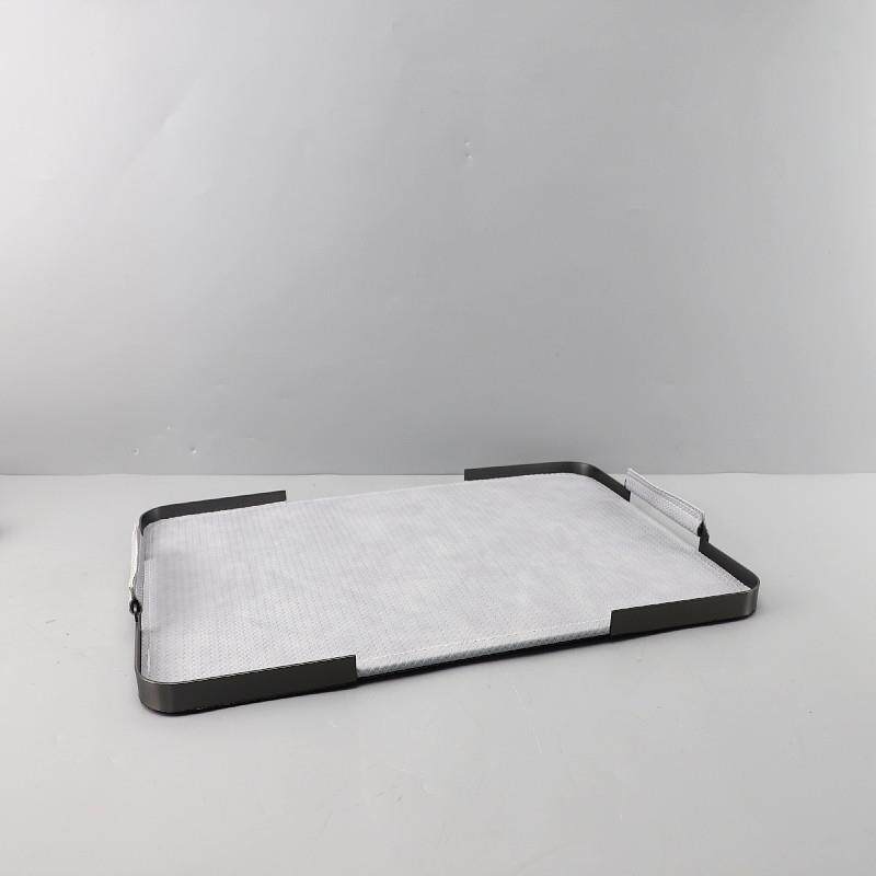 简约木质长方形皮革托 托盘摆件样板间简约家居客厅茶几金属收纳