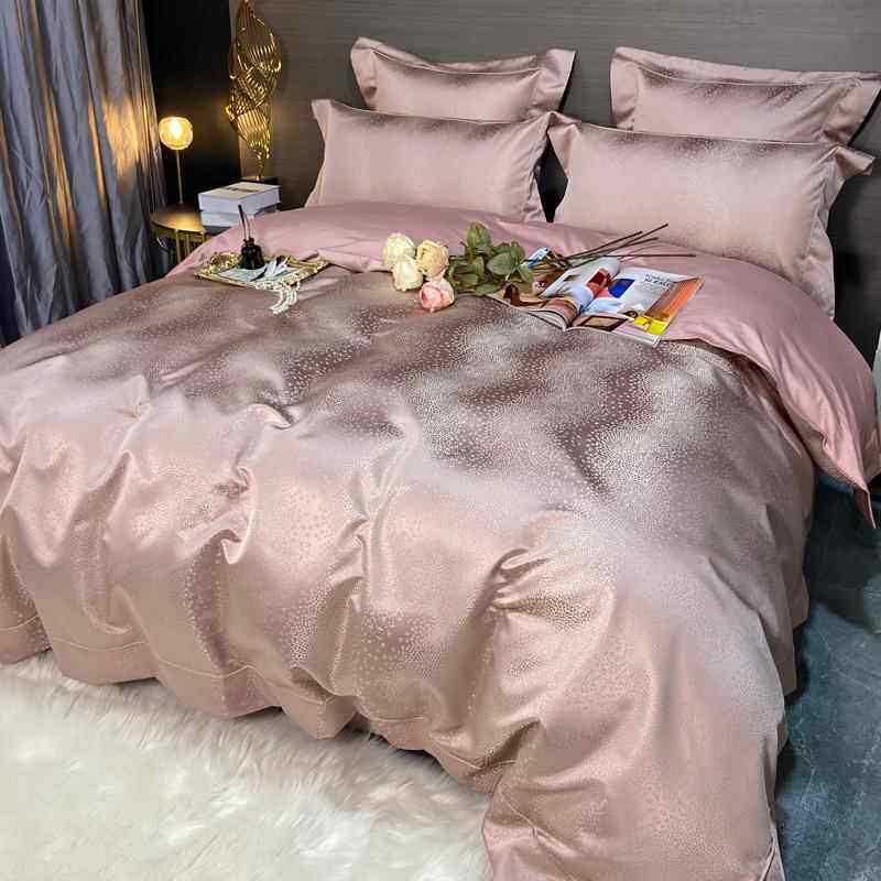 新款轻奢140欧支锦缎色织上提花全棉四件套 高档纯棉1.8/2.0式m床