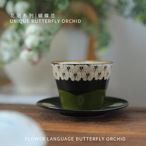 朴物集丨原创日式覆古花语陶瓷咖啡杯家用宽口猪口杯手握拉花杯子