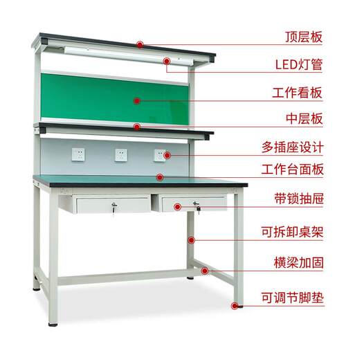层车间三层带灯工台工防静电操作台带作灯仓库电商快递打包桌三防