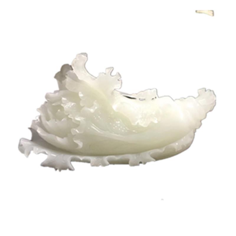 阿富汗玉白菜摆件冰种巴玉白菜如意家居工艺品大摆件