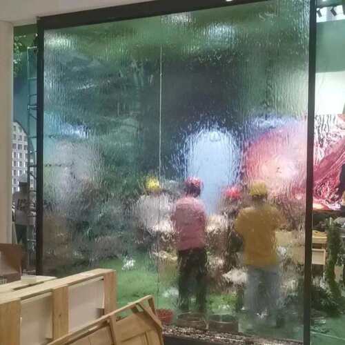 玻璃流水墙入户隔断水幕喷泉灯光室内玄关庭院装饰造景水幕墙屏风