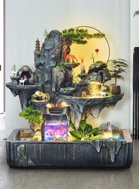 它大型假山流水喷泉摆件鱼缸客厅家用水循环艺术造景流水生财摆