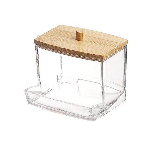 Square transparent plastic cotton swab box with lid, dust-pr