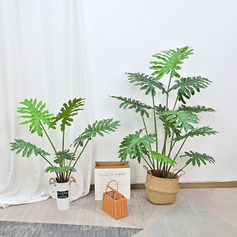 仿真龟背竹春芋叶散尾葵大型落地绿植盆栽摆件家居装饰造景软装