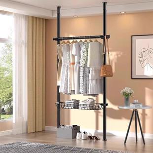 免打孔顶天立地衣帽间家用落地挂晾衣架卧室收纳置物架放衣服神器