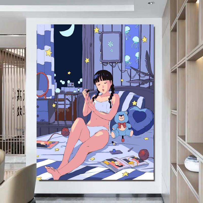 日式竖版背景布ins风挂布可爱少女墙布床头卧室宿舍装饰挂毯