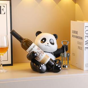 轻奢高档可爱熊猫红酒架摆件客厅电视酒柜玄关餐边柜装饰乔迁礼品