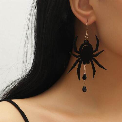 Halloween earrings big black spider Black ghost skeleton han