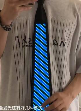 LED发光领带科技感配饰派对表演道具夜场演出蹦迪服饰潮玩道具.