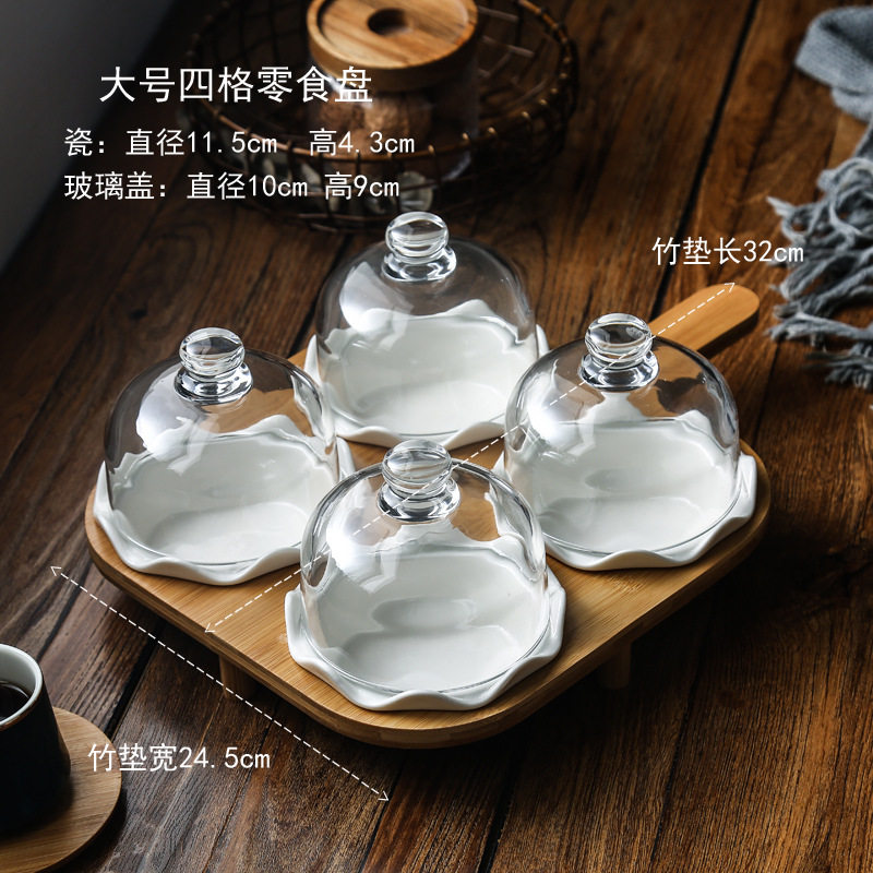 蛋糕玻璃罩水果点心甜品防尘罩圆形透明盖食物保鲜耐高温玻璃盖子