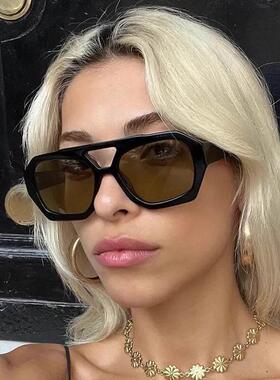 ins fashion big frame double beam sunglasses leopard glasses