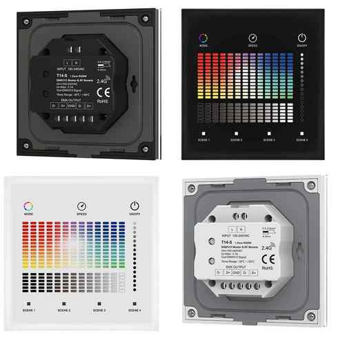 RGBW钢化玻璃触摸⾯板DMX512主控T14-S 10种动态模式颜色亮度可调