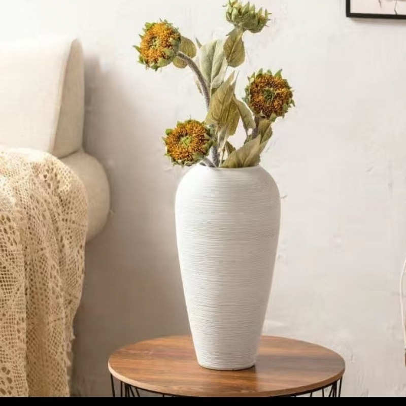 极简风落地台面纯色创意日式干花水培花瓶摆件组合套装景德镇