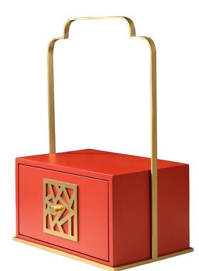 新中式样板间古铜提蓝木质漆器简约收纳果茶盘果篓高端装饰品摆件