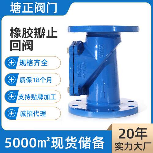 橡胶瓣止回阀H44X-16Q天津塘正水力控制法兰旋起式水处理止回阀