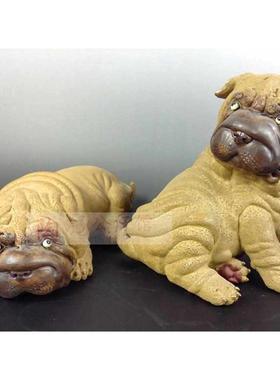 陶瓷工艺品石湾公仔家居装饰品礼品客厅招财生肖摆件可爱大沙皮狗