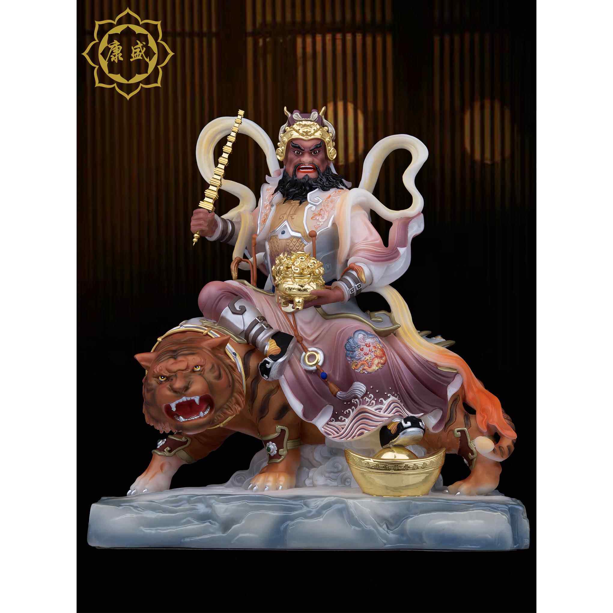 武财神赵公明神像汉白玉五路财神佛像赵元帅像工艺品摆件家用摆件