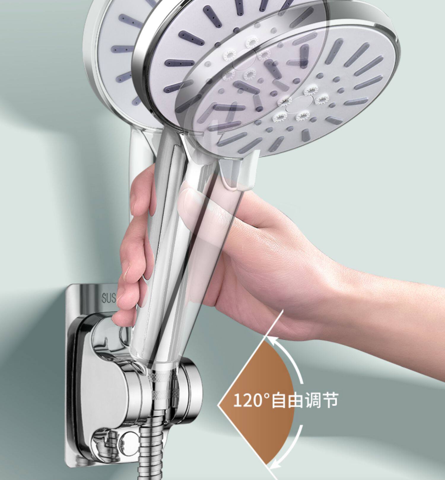 头不锈钢洒支wj架免打孔淋浴喷头固定花浴室花晒可调器节挂底座