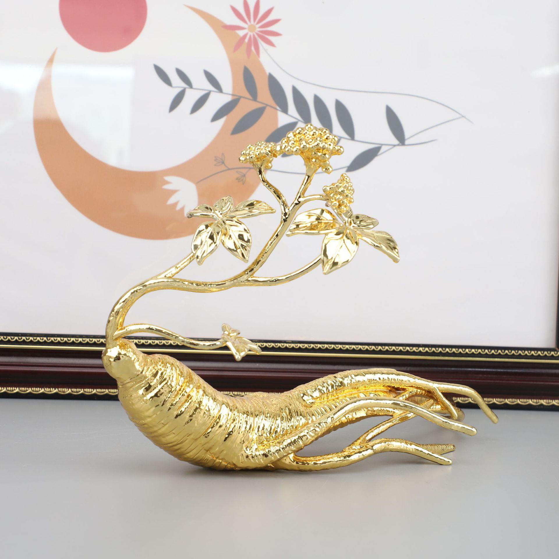 现代简约创意金属人参摆件样板房书房软装饰品家居玄关柜工艺品