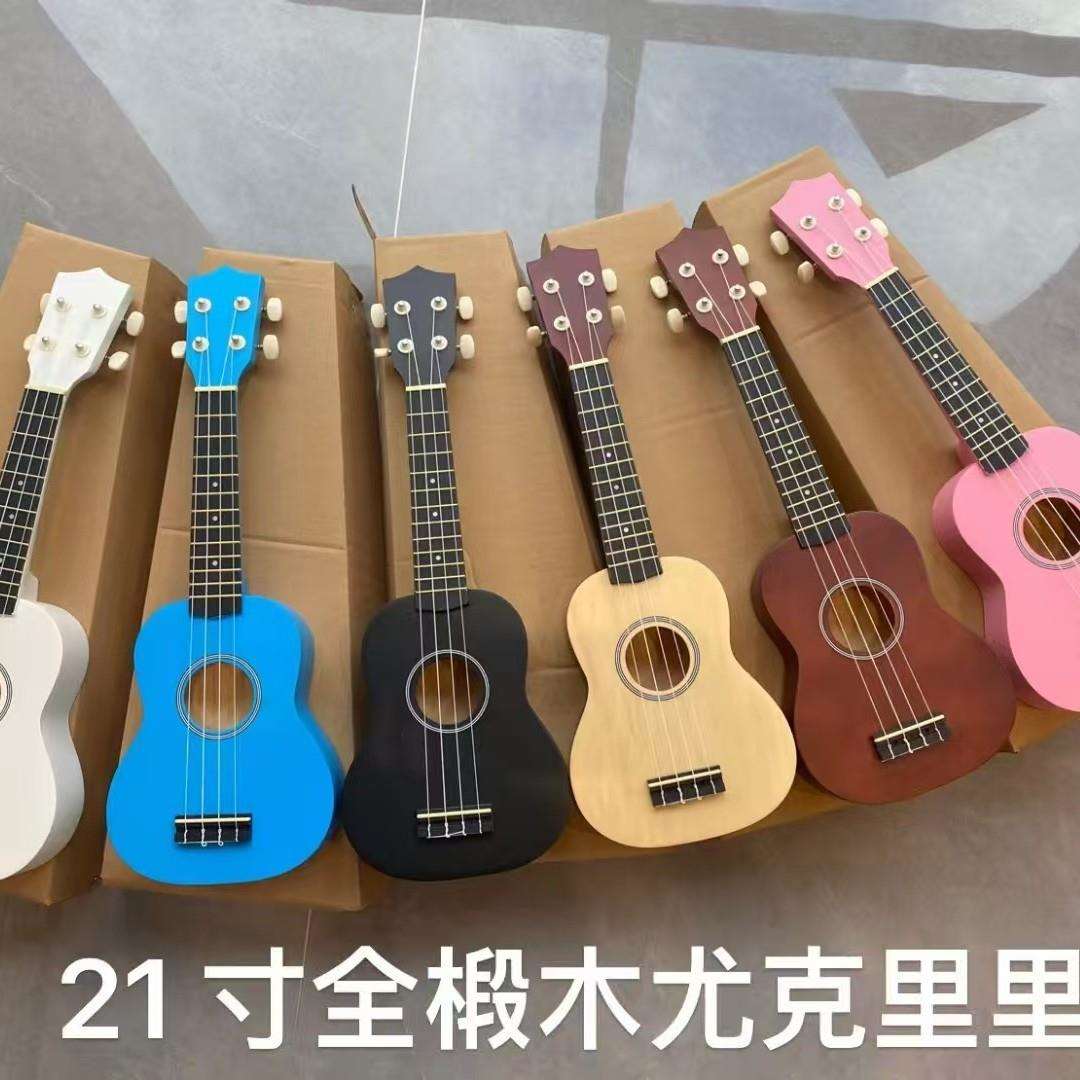 彩色琴21寸儿童尤克里里ukulele全椴木四弦琴入门小吉他乐器
