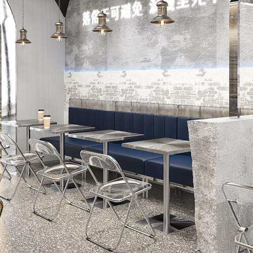 工业风餐桌钢不锈小圆桌网红店XG-1咖啡餐厅形桌子甜圆品奶茶桌椅