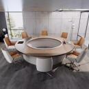 圆形会议桌简约现代创意培训桌椅胡桃木简约谈判洽谈桌大型U型桌