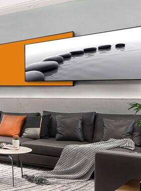 石来运转客厅装饰画现代简约轻奢艺术橙色挂画沙发背景墙叠加壁画