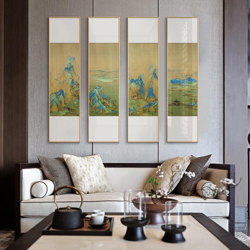 新款直销新中式装饰画酒店会所大堂江山图挂画大厅中国风山水多联