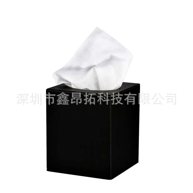 简约时尚黑色亚克力纸巾盒办公桌面收纳盒