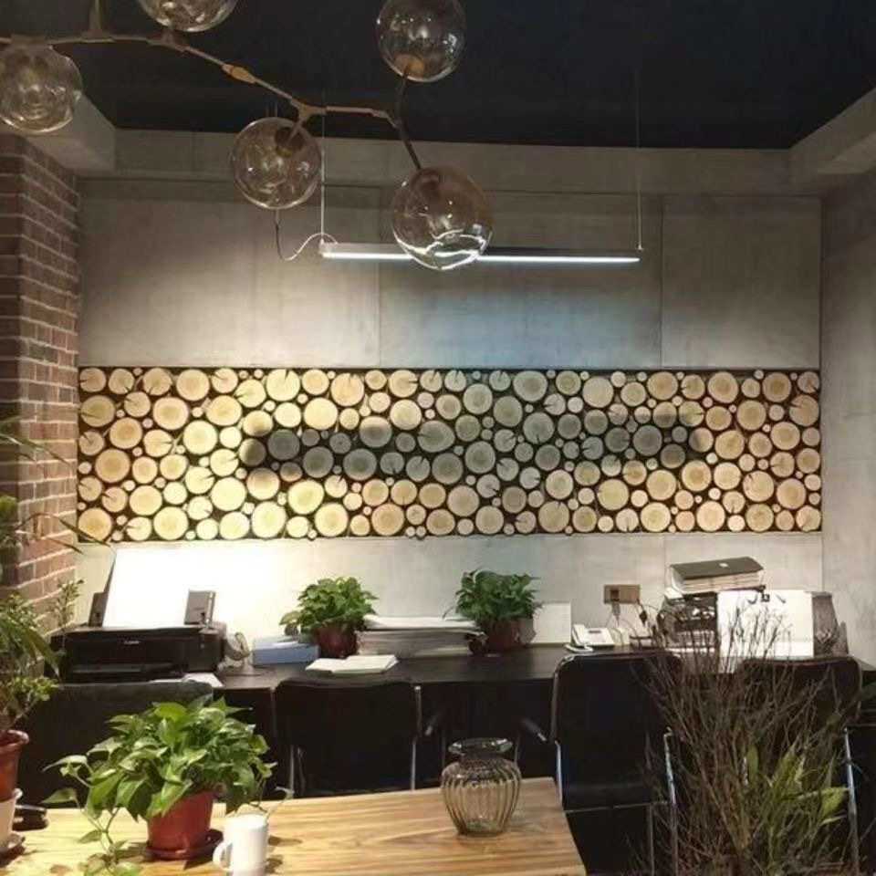 厂家直销电视背景墙酒吧餐厅装饰板材圆木片杉木片年轮装饰木片