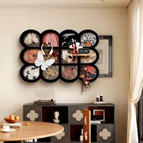 中古洞洞板电HQP表箱遮装饰风画免打孔置物架式复古电闸法挡收纳