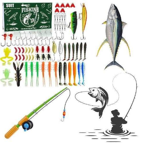 Fishing Lure Kit Soft and Hard Bait Jig Hooks Swivels for