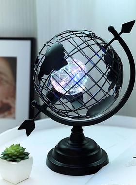 L摆公E艺术创意办QLM室装饰件客厅书房圣诞灯旋转D地球仪床头小夜