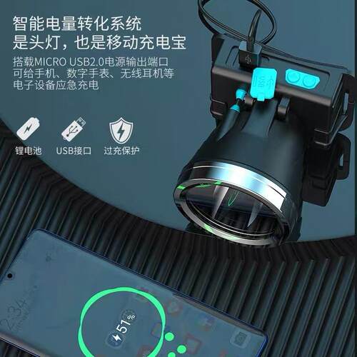跨境XG大功强光头灯 T68USB充电手电筒户外头率戴0式LEDP感应P5头