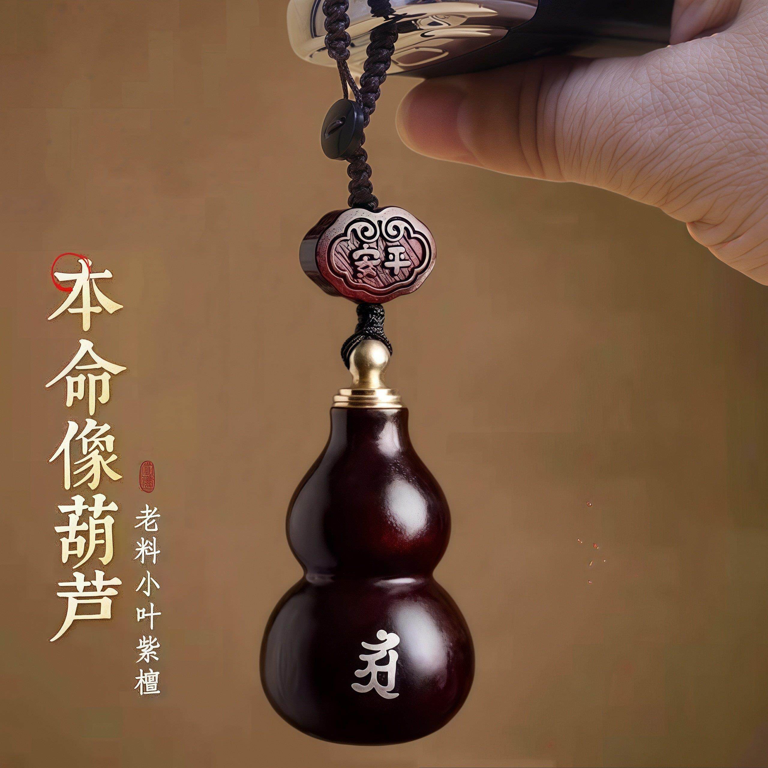 2025年生肖新款佛像小叶紫檀木平安葫芦高档汽车载用钥匙扣挂饰件